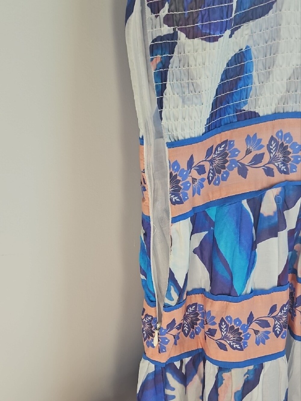 FARM Rio Blue & Pink Printed Tiered Midi Dress - Picture 6 of 6